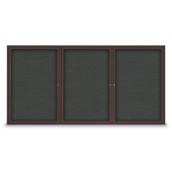 18"x24" 1-Door Enclosed Outdoor Letterboard, Grey Felt/Bronze Alum